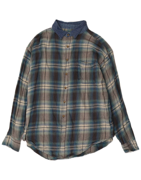 Route 66 herre flannel skjorte XL blå ternet bomuld