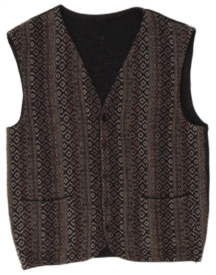 Jupiter Herre ærmeløs cardigan sweater Medium Grey Geometrisk Uld