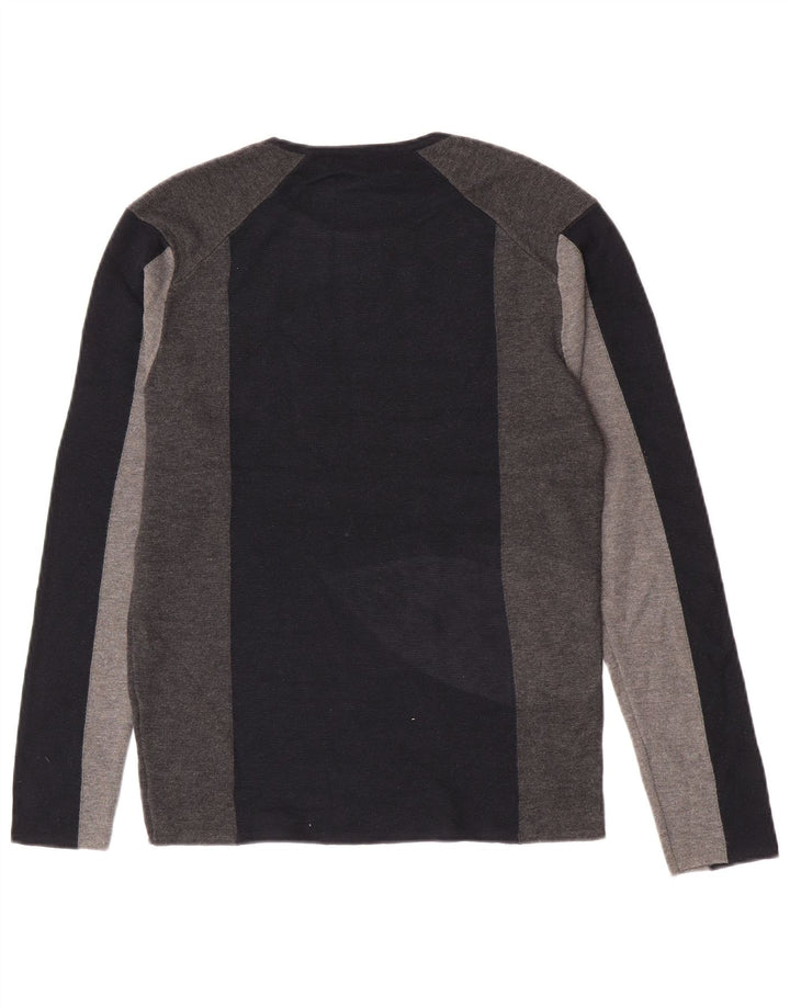 Zara Herre Top Langærmet Medium Navy Blue Colourblock Akryl