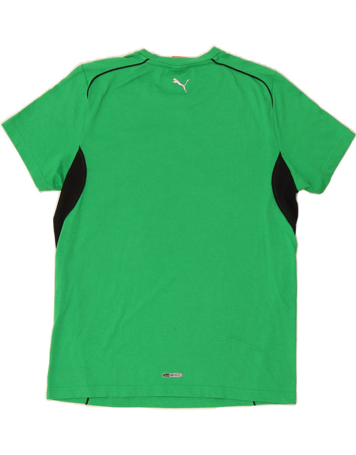 PUMA Mens Graphic T-Shirt Top Large Green Colourblock Vintage Puma and Second-Hand Puma from Messina Hembry 