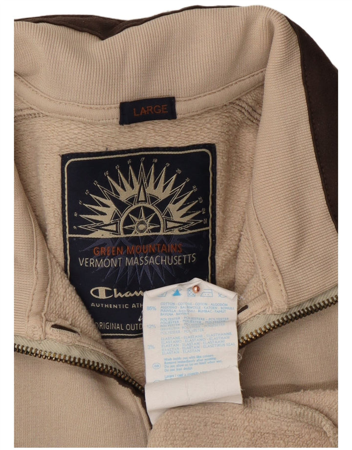 CHAMPION Sweatshirt med lynlås til mænd Stor Beige Colourblock Bomuld