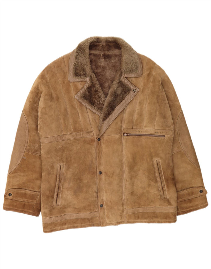 Vintage Herre Shearling Jacket IT 52 XL Beige
