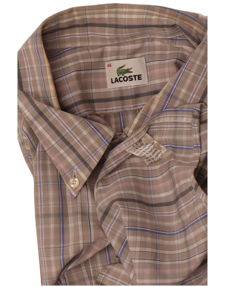 Lacoste Herreskjorte str. 46 2XL Grå ternet bomuld