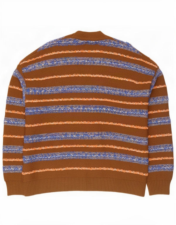 Zara herre cardigan sweater Medium brun stribet bomuld