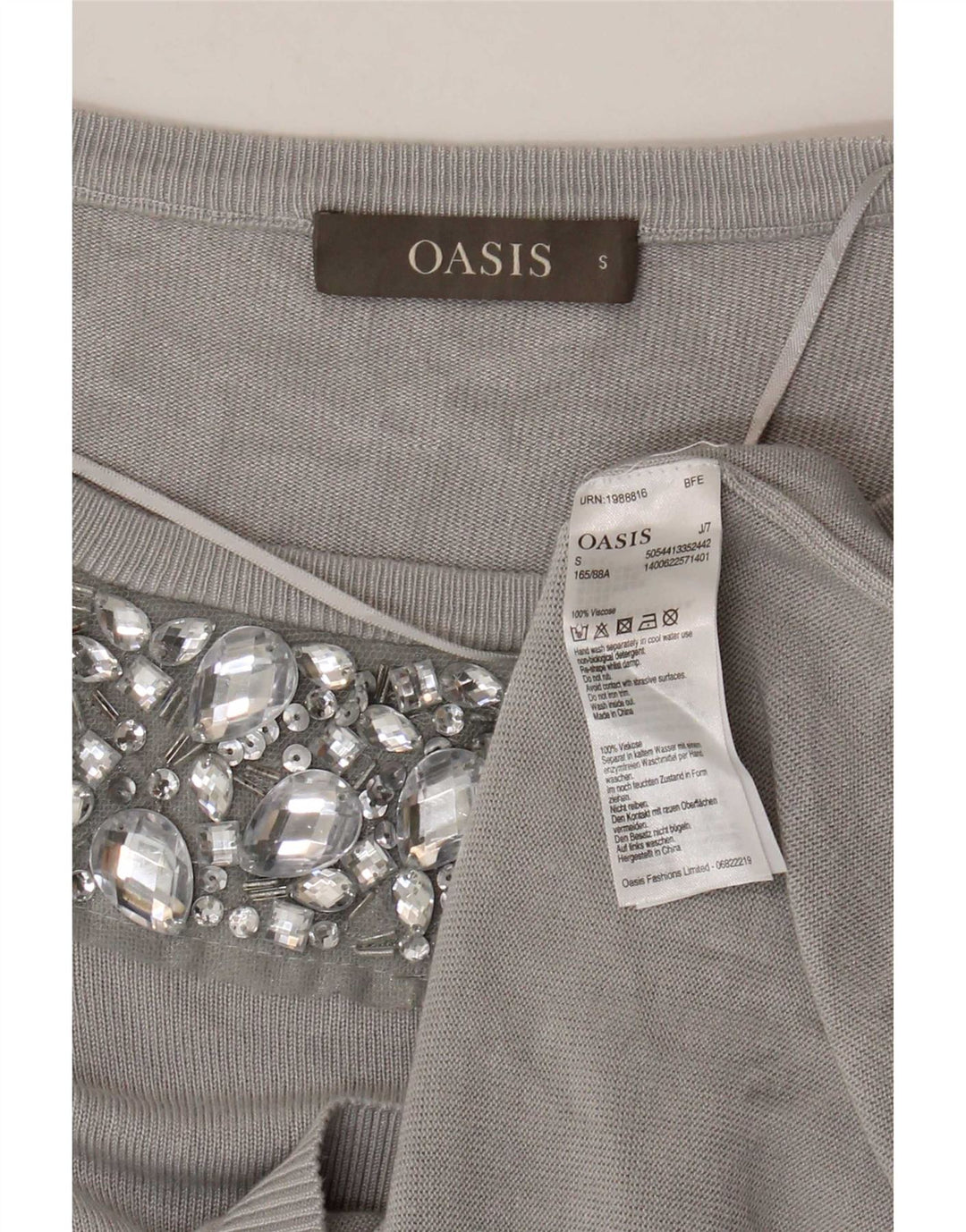 Oasis Dame Boat Neck Jumper Sweater UK 10 Small Grey Viscose