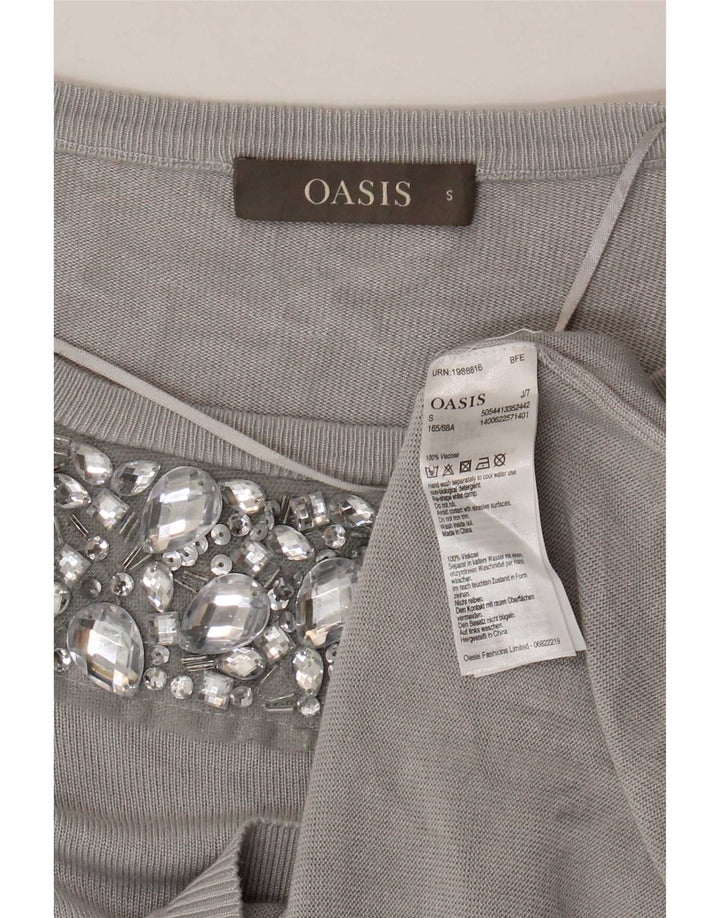 Oasis Dame Boat Neck Jumper Sweater UK 10 Small Grey Viscose