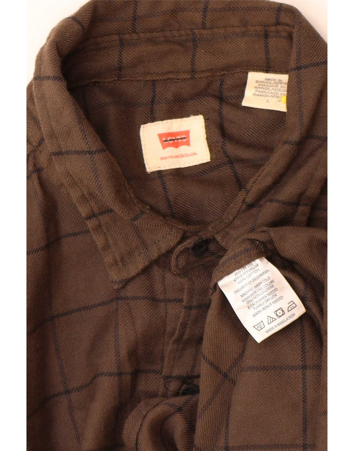 Levi's herre flannelskjorte stor brun ternet bomuld