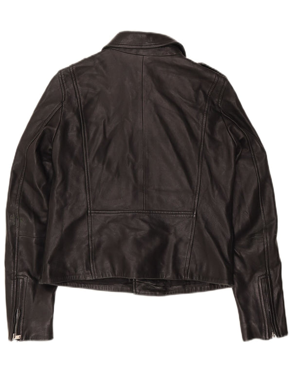 Zara Læder Biker Jacket UK 12 Medium Sort