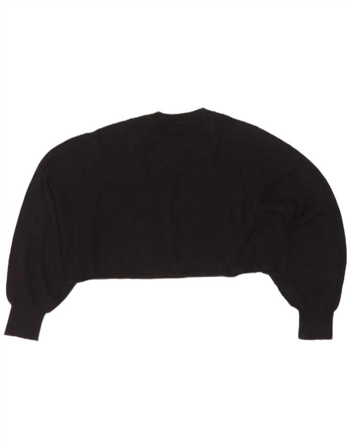 Zara Womens Crop Oversized Crew Neck Jumper Sweater UK 14 Medium Black