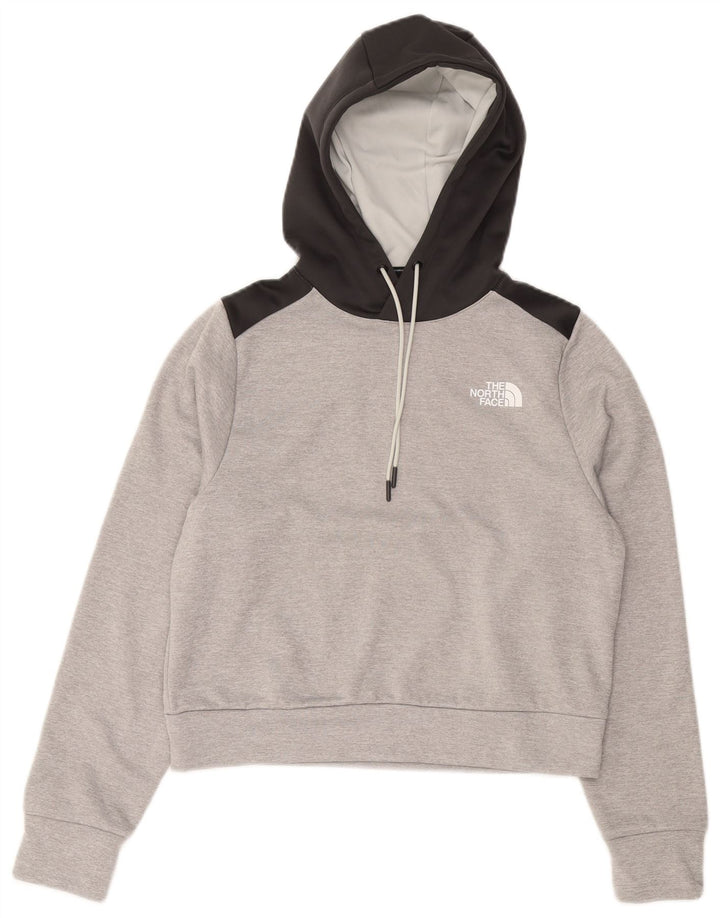 THE NORTH FACE Dame Crop Hoodie Jumper UK 12 Medium Grey Colourblock