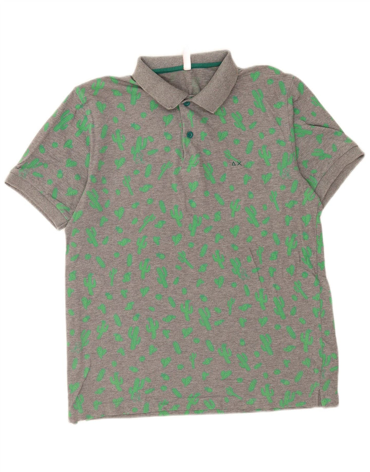 Sun68 Herre abstrakt mønster poloshirt mellemgrå bomuld