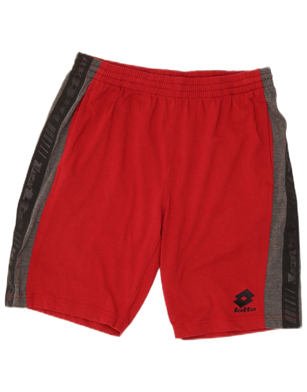 Lotto Herre grafiske sportsshorts UK 42/44 XL Rød Colourblock Bomuld