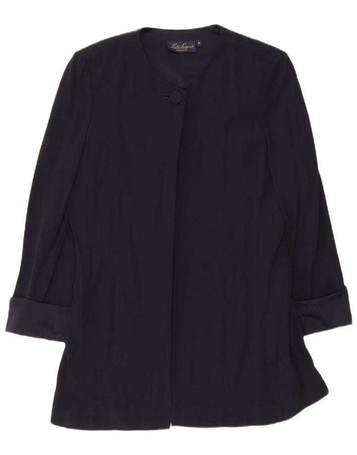 Luisa Spagnoli Dame Oversized Overfrakke UK 10 Small Navy Blue Acetate