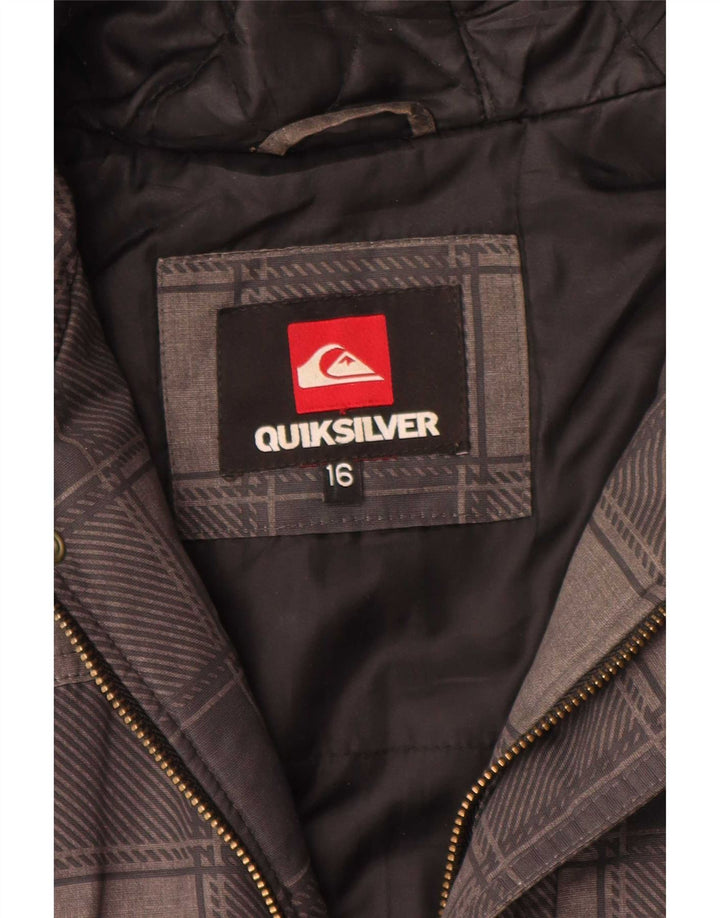 Quiksilver Bomberjakke med hætte til drenge 15-16 år, grå ternet polyester
