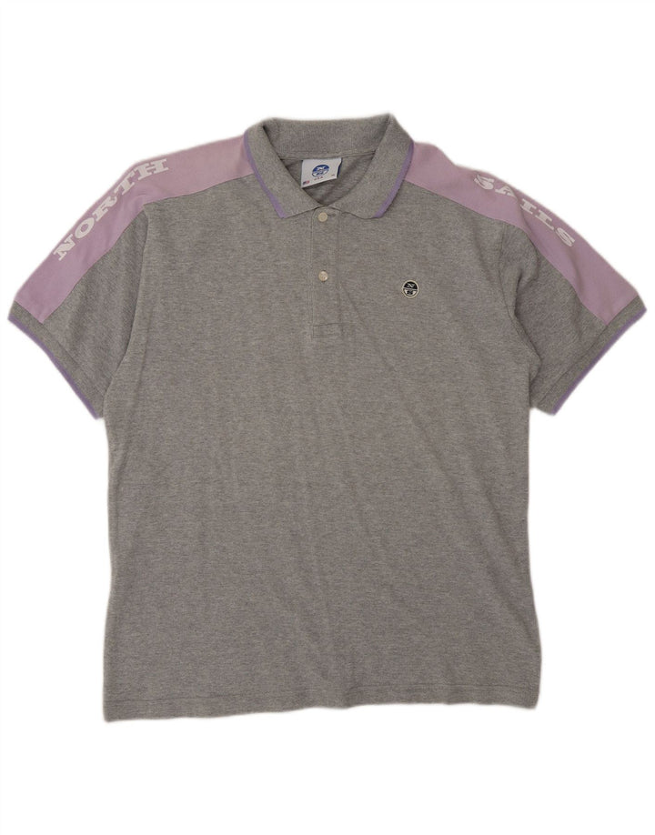 North Sails Herre Grafisk Polo Shirt Medium Grå Colourblock Bomuld