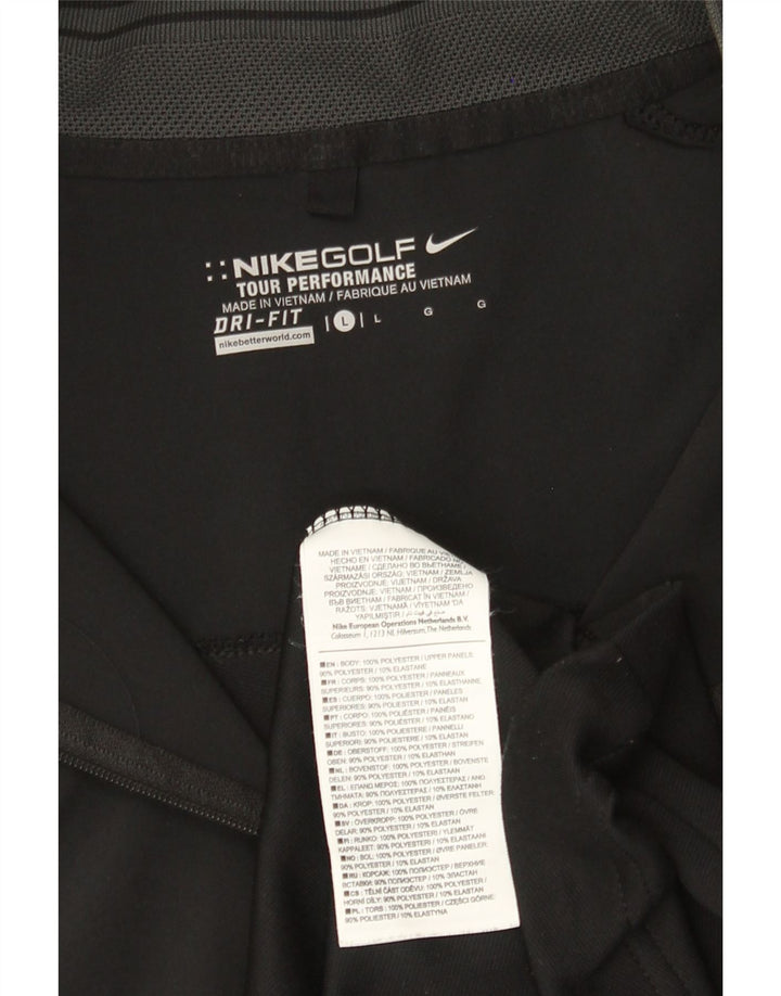 Nike Herre Dri Fit Zip Neck Vest Top Large Sort Polyester