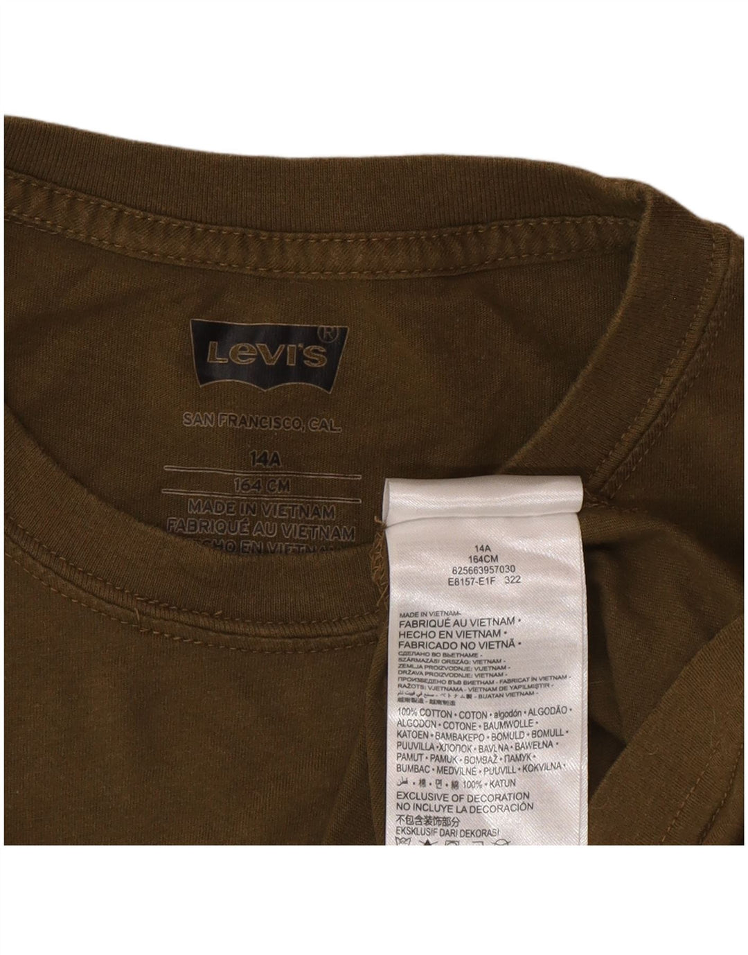 Levi's Boys Grafisk T-Shirt Top 13-14 år Khaki Bomuld