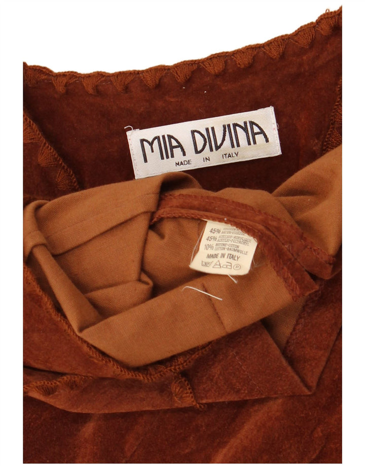 Vintage dame Gilet UK 10 lille brun viskose