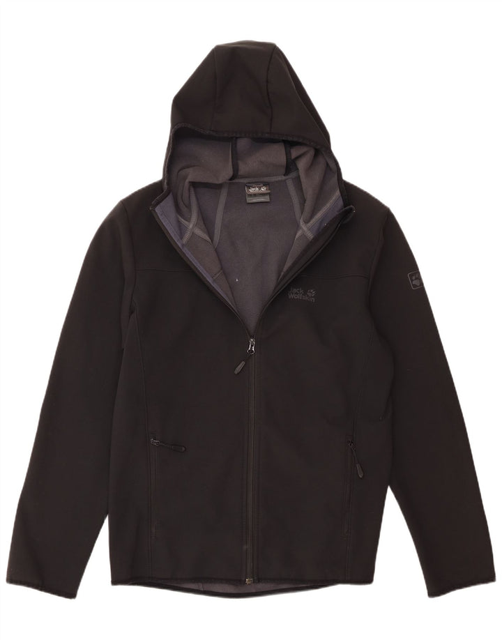 Jack Wolfskin Herre Hooded Windbreaker Jacket UK 40/42 Large Black Polyester