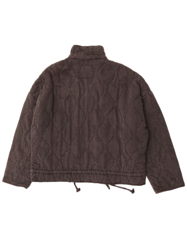 Zara Dame Oversized Quiltet Jakke UK 14 Medium Sort Polyester