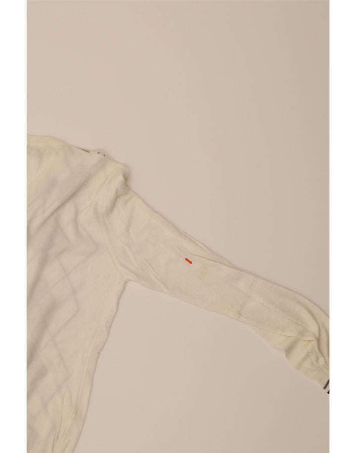 CONBIPEL Mens V-Neck Jumper Sweater Medium White Argyle/Diamond Cotton Vintage Conbipel and Second-Hand Conbipel from Messina Hembry 