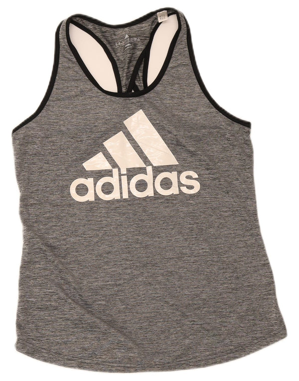 Adidas Dame Grafisk Vest Top UK 16/18 Stor Grå Polyester