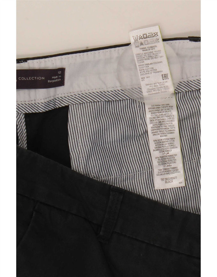Marks & Spencer Chino Shorts til kvinder UK 12 Medium W32 Sort Bomuld