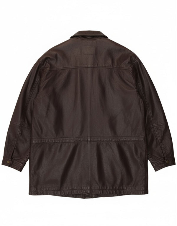 Vintage Herre Læderjakke IT 58 4XL Burgundy Læder