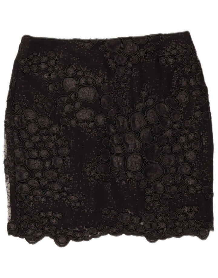Reiss kvinders abstrakt mønster mininederdel W30 medium sort polyester