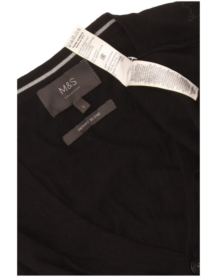 Marks & Spencer Herre Cardigan Sweater Stor Sort Akryl