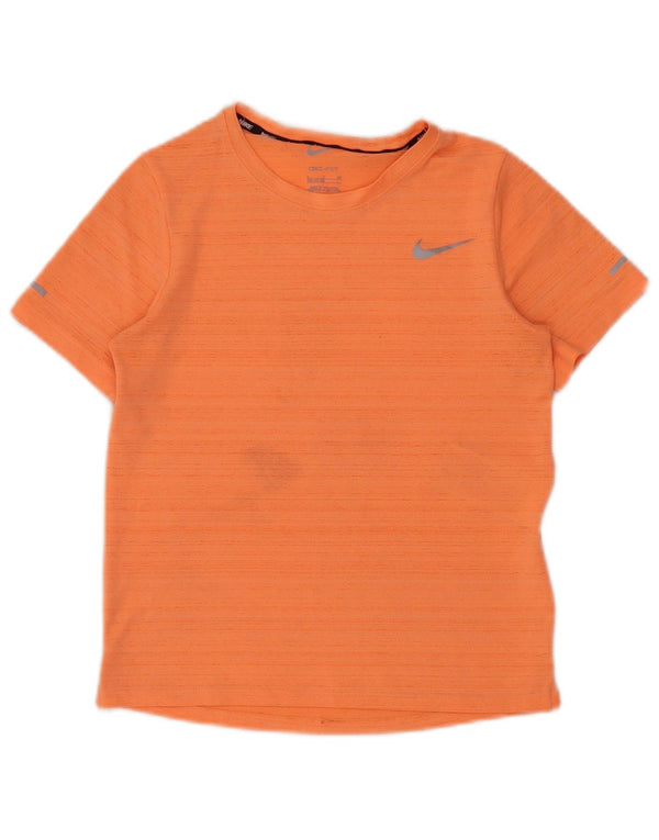 Nike Boys Dri Fit T-Shirt Top 8-9 år Lille orange stribet polyester