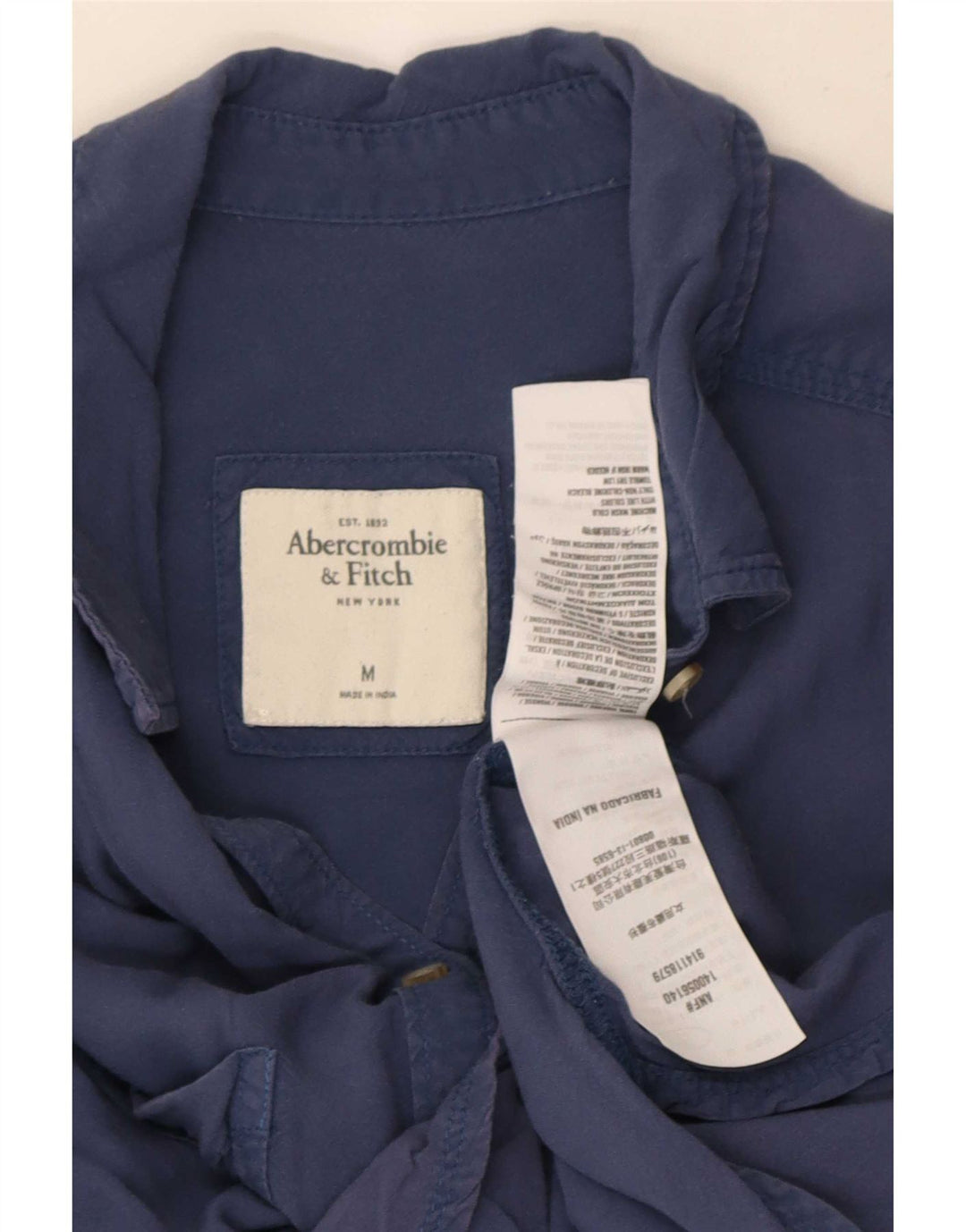Abercrombie & Fitch Dameskjorte UK 14 Medium Navy Blue Viscose