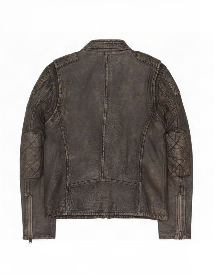 Superdry Herre Motorstyle Læderjakke UK 40 Stor Brun