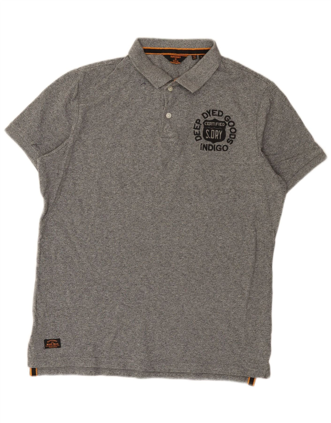 Superdry grafisk poloshirt til mænd, stor grå flækket bomuld