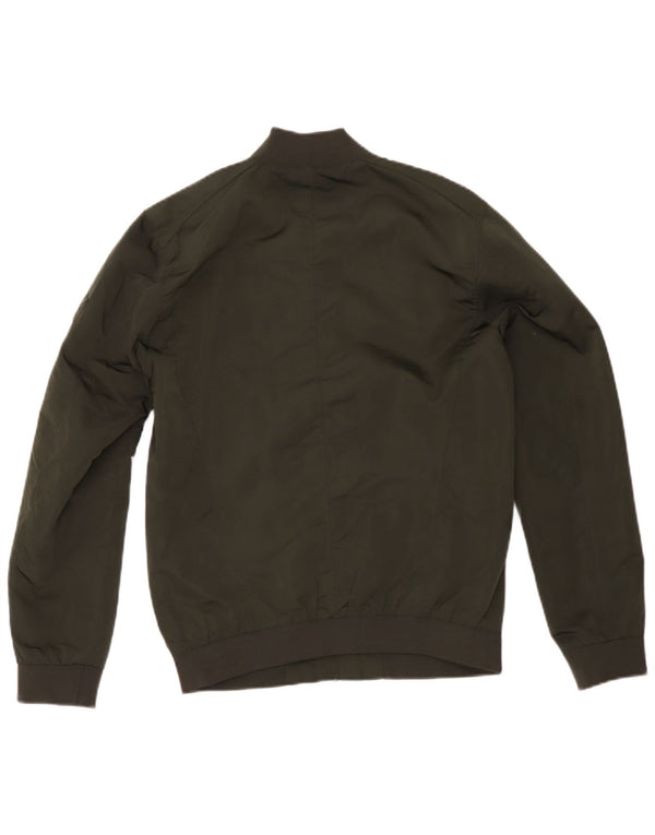 Zara Herre Bomber Jacket UK 38 Medium Khaki Polyester