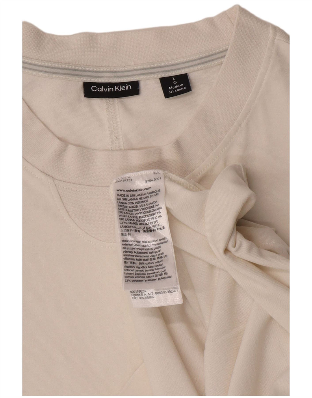 Calvin Klein Herre T-Shirt Top Stor Hvid Bomuld