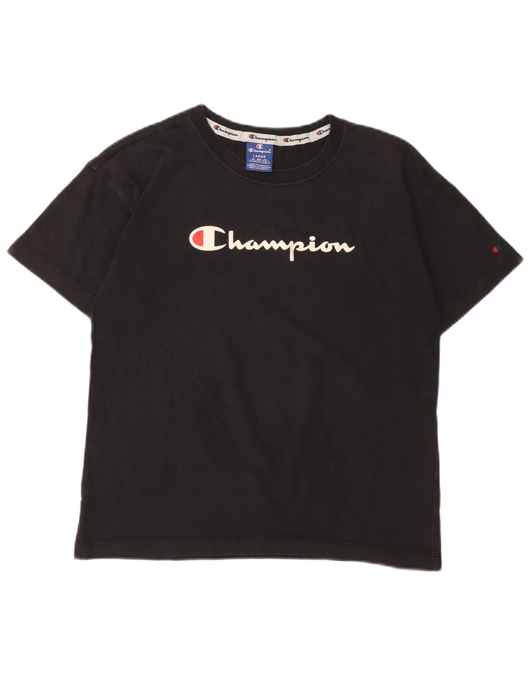 CHAMPION Dame Grafisk T-Shirt Top UK 14 Large Sort