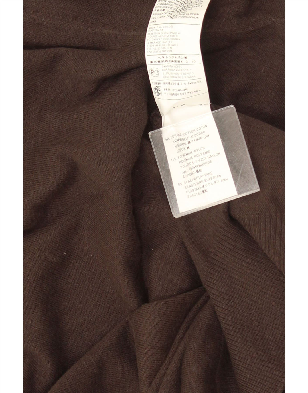 Benetton Herre V-hals sweater Stor brun bomuld
