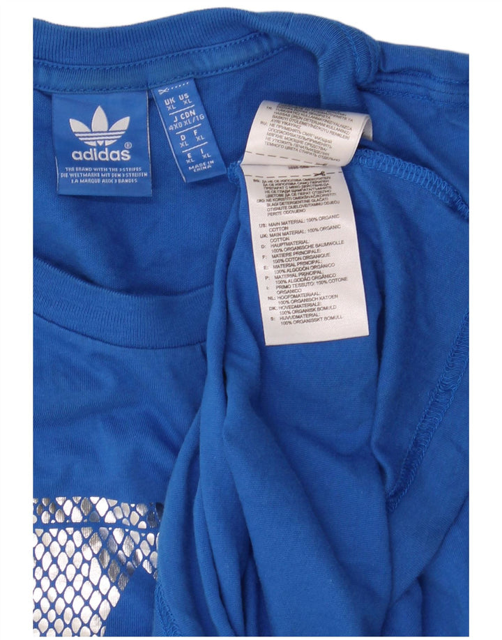 Adidas Grafisk T-shirt top til mænd XL blå bomuld
