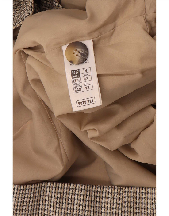 Marks & Spencer Dame Longline Blazer Jacket UK 14 Large Beige Pinstripe
