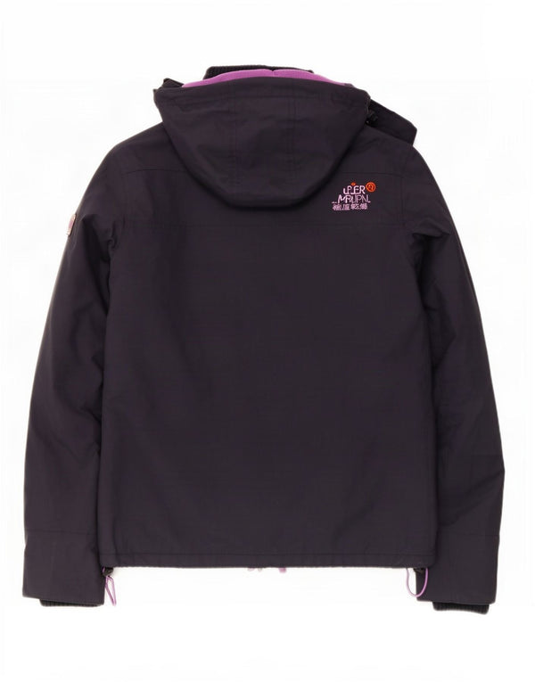 Superdry Windbreaker-jakke med hætte til kvinder UK 14 Medium Navy Blue