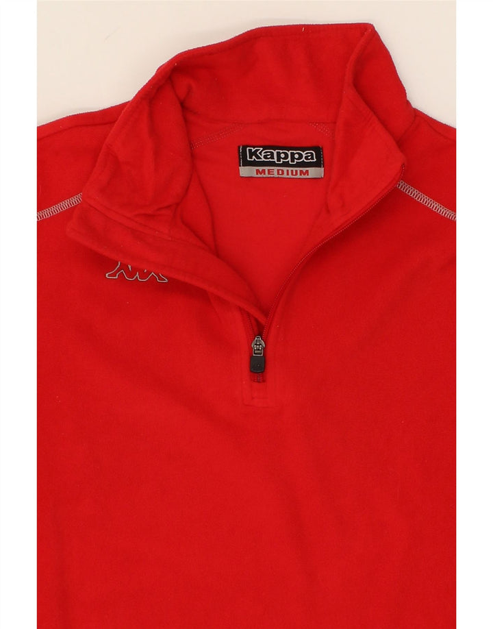 KAPPA Mens Zip Neck Fleece Jumper Medium Red Polyester Vintage Kappa and Second-Hand Kappa from Messina Hembry 