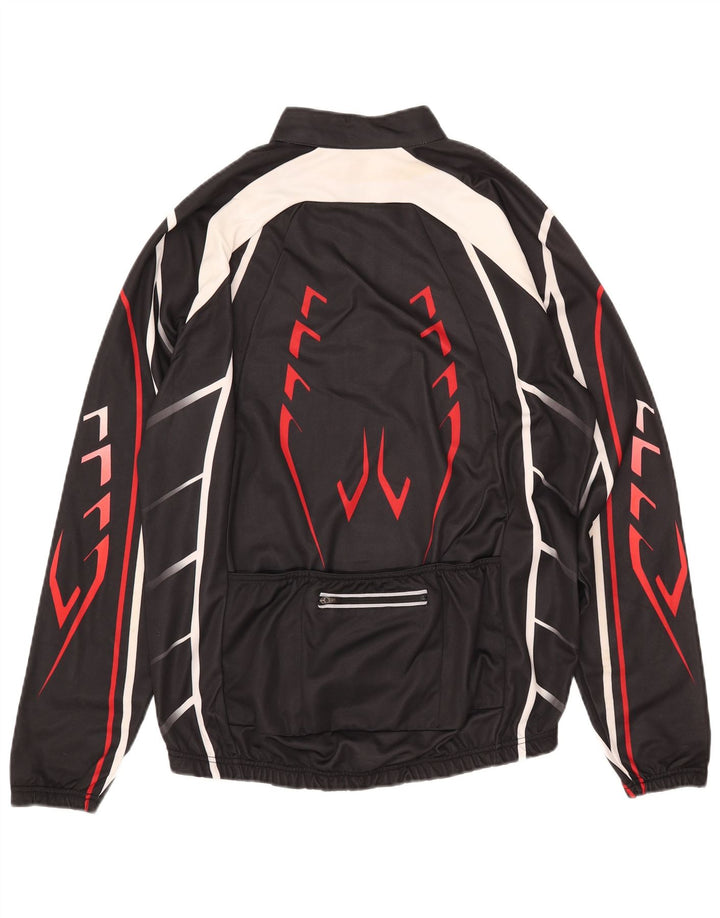 CRANE Herre Zip Neck Pullover Træningsdragt Top IT 52 Stor Sort Geometrisk