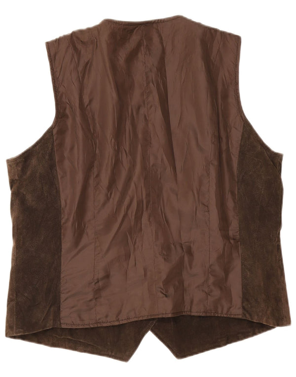Vintage dame ruskind vest UK 18 XL brunt læder