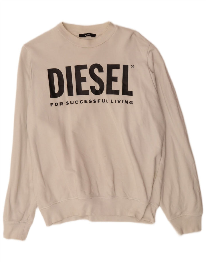 DIESEL Grafisk sweatshirt til mænd, lille råhvid bomuld