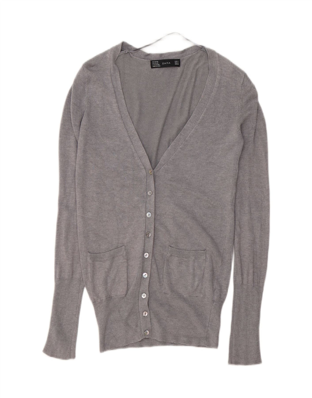 ZARA cardigan sweater til kvinder UK 10 Small Grey Rayon