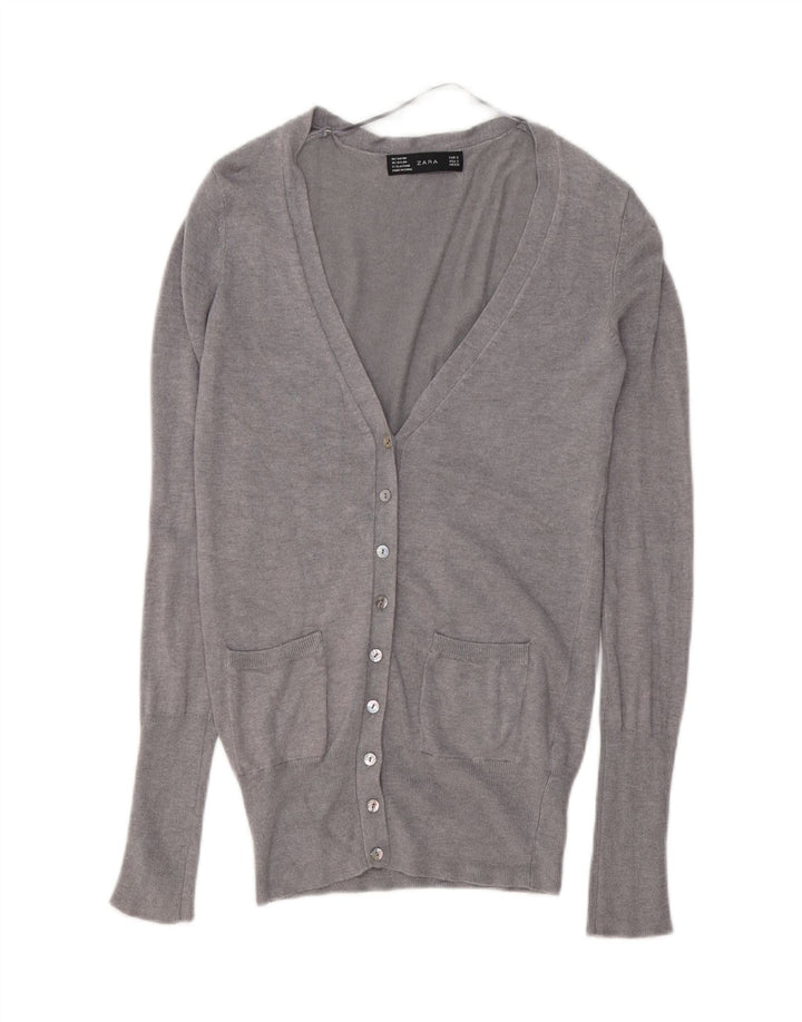 ZARA cardigan sweater til kvinder UK 10 Small Grey Rayon