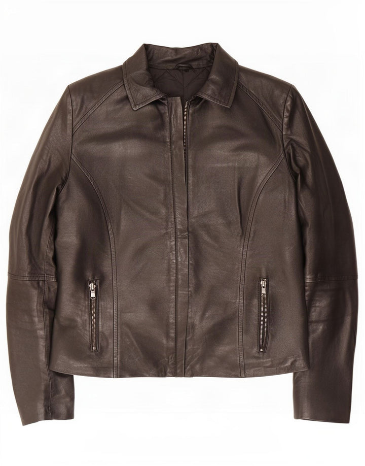 Vintage dame bikerjakke i læder UK 14 Large Black