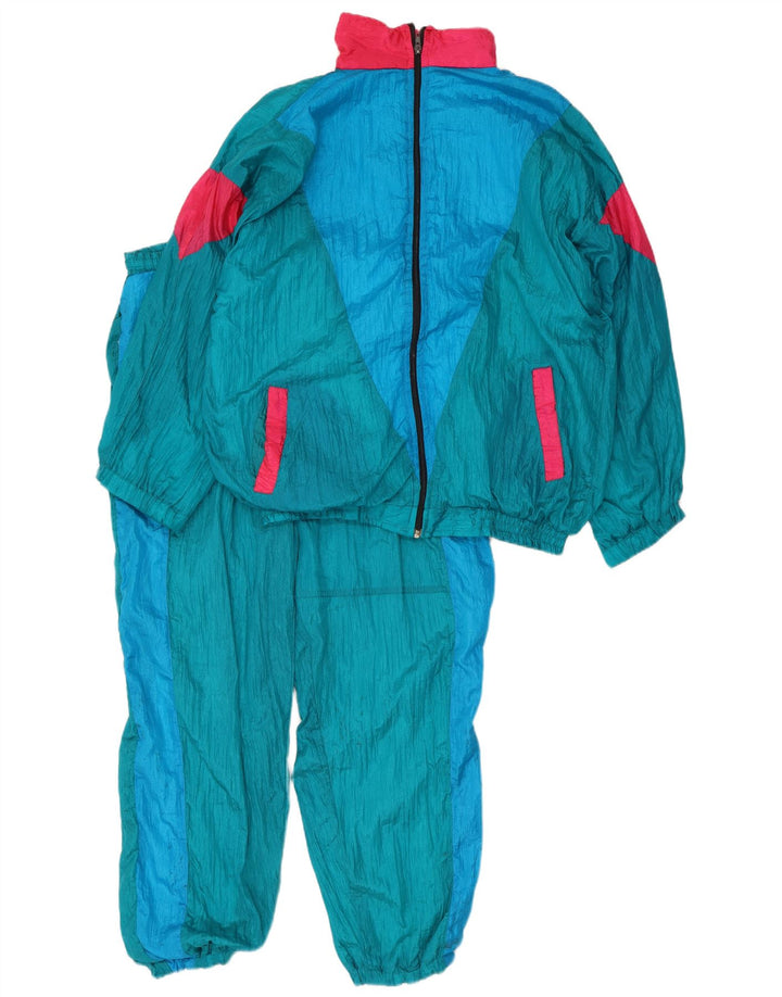 Vintage fuld træningsdragt til mænd XL Blå Colourblock Nylon