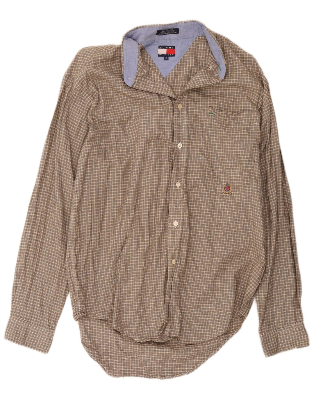 Tommy Hilfiger herreskjorte medium brun ternet bomuld